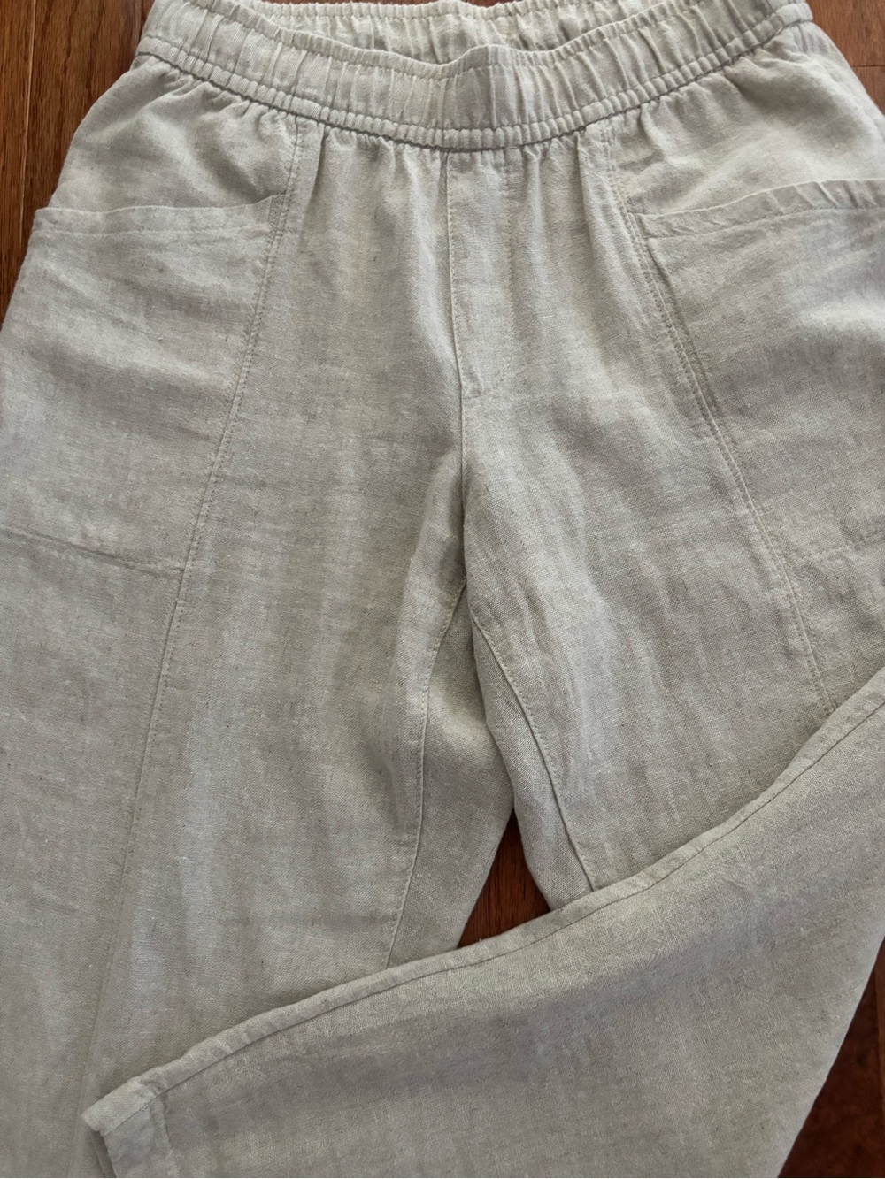 Old Navy Linen Tan Tapered Pants size Petite XS in Great Condition - Picture 2 of 8
